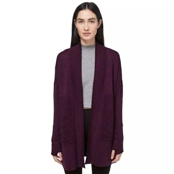Lululemon Women's 4 Heathered Plum Sit In Lotus Wrap Cozy Cardigan - Picture 1 of 7